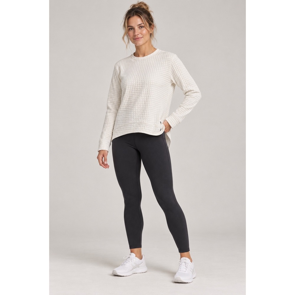 NOBULL Waffle Knit Crewneck Sweatshirt White High Low Hem XS